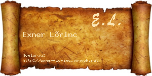 Exner Lőrinc névjegykártya